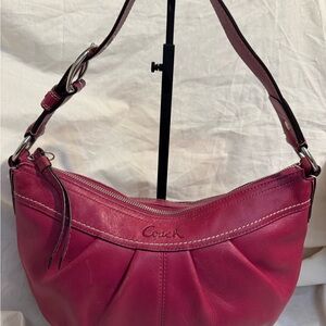 Coach 2009 Pleated Leather Shoulder Bag w/SoHo Buckle in Deep Pink